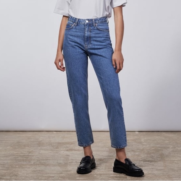 Zara Denim - ZARA high waisted dark wash classic mom fit denim jeans